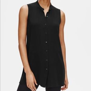Eileen Fisher Sleeveless Black Silk Blouse 2X